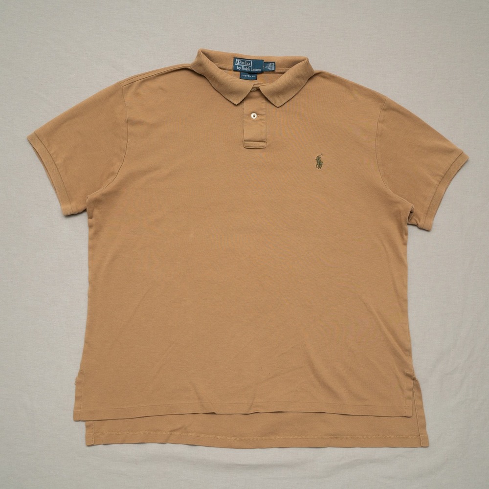 Vtg Polo Ralph Lauren Polo Shirt Mens Large Brown Rugby Pony Pique Preppy Cotton